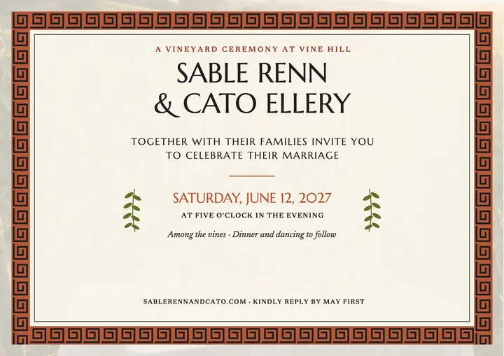 Sable Renn and Cato Ellery vineyard certificate template
