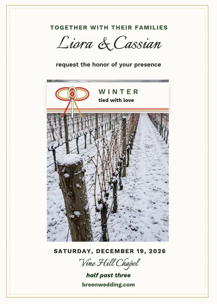 Liora and Cassian winter vineyard invitation template