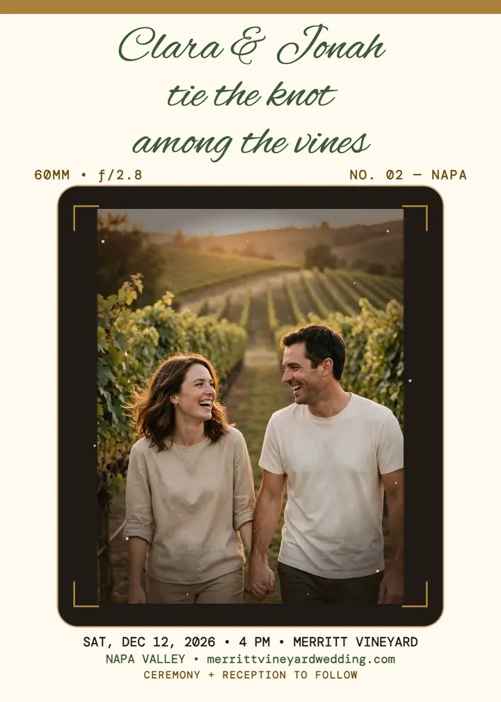 Clara and Jonah vineyard finder invitation template