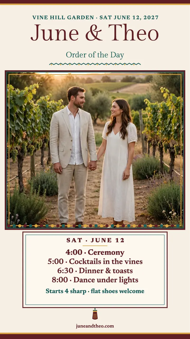 June and Theo vineyard order of day template
