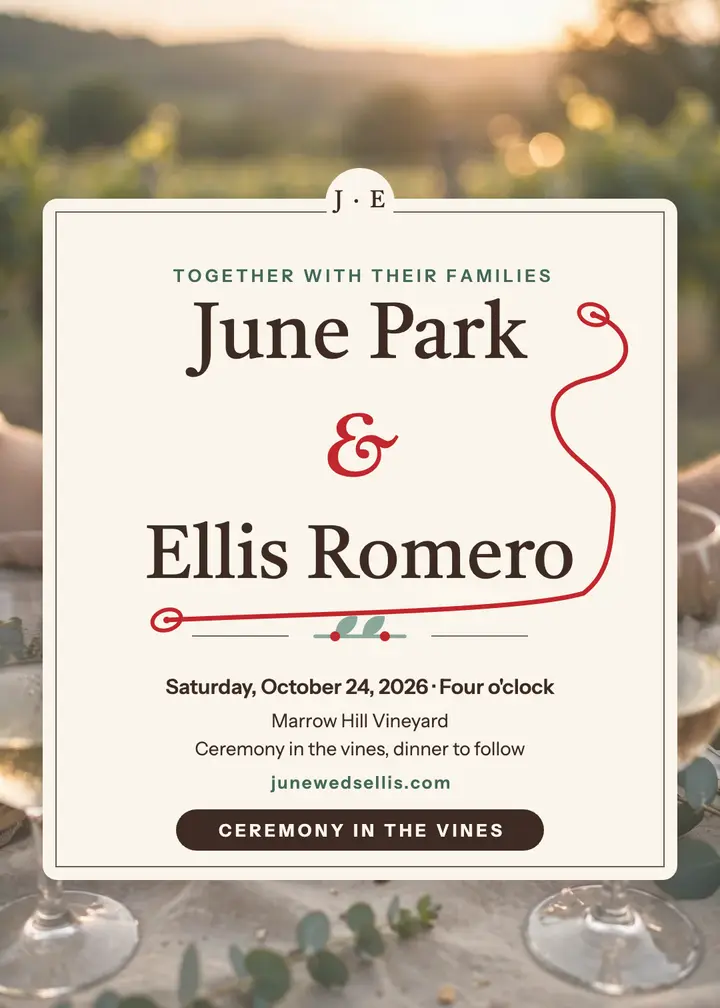 June and Ellis vineyard red thread invite template