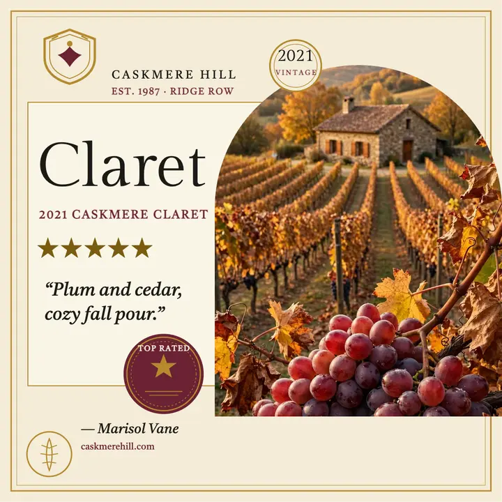 Caskmere Hill claret review estate card: wine review card template
