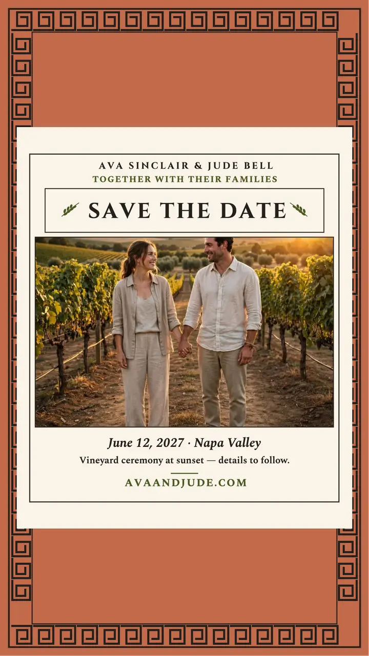 Vineyard save the date story: save the date story template