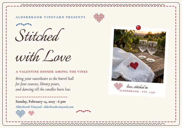 Alderbrook Valentine vineyard dinner handkerchief card template