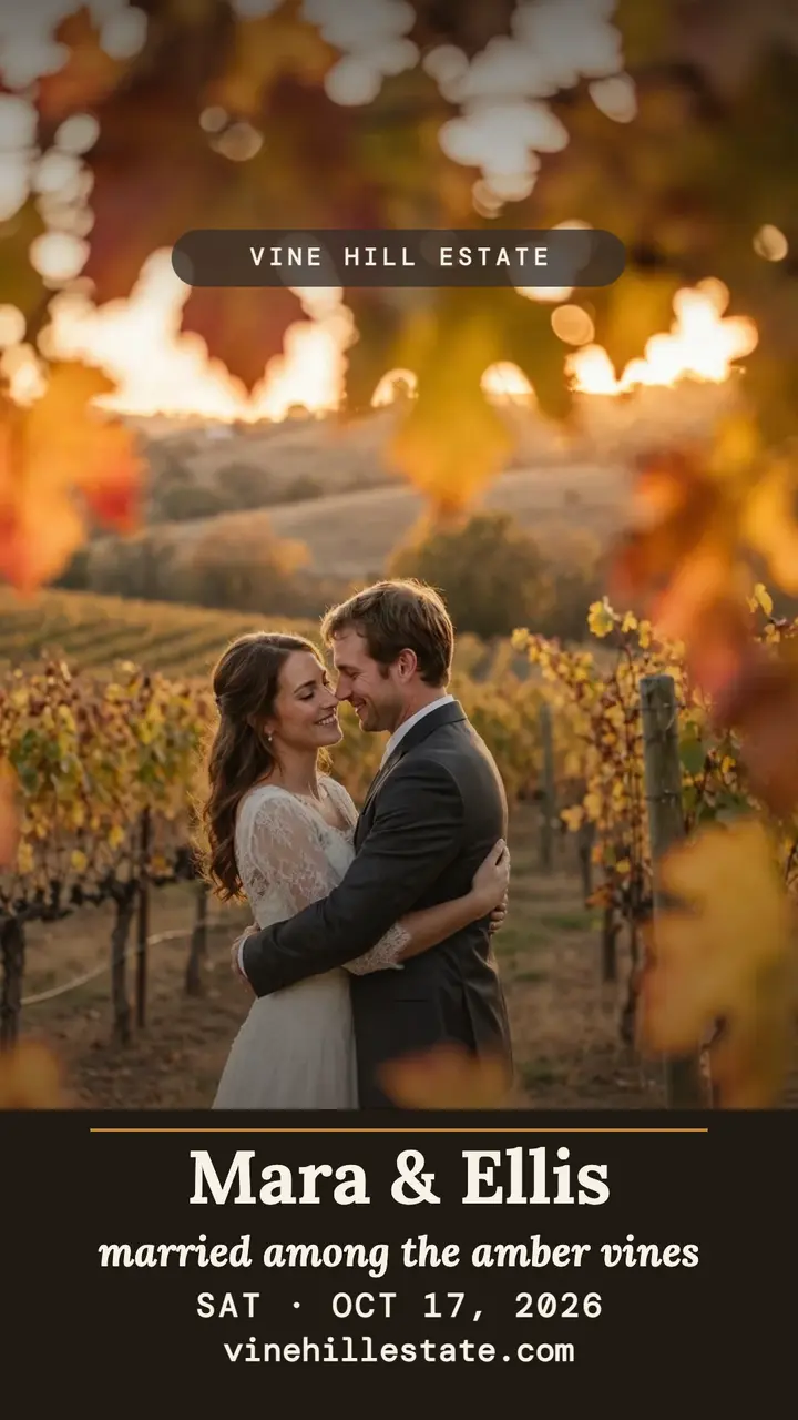 Mara and Ellis fall vineyard story template