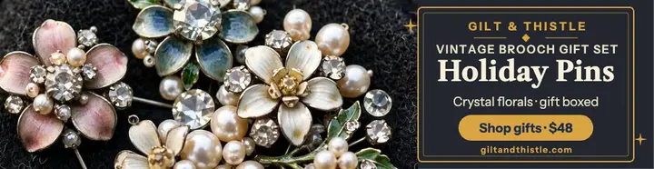 Gilt and Thistle holiday brooch billboard template