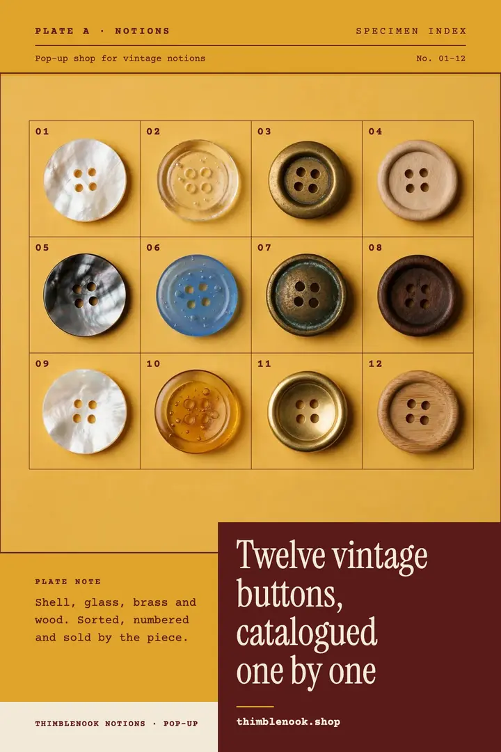 Thimblenook vintage button pop-up poster template