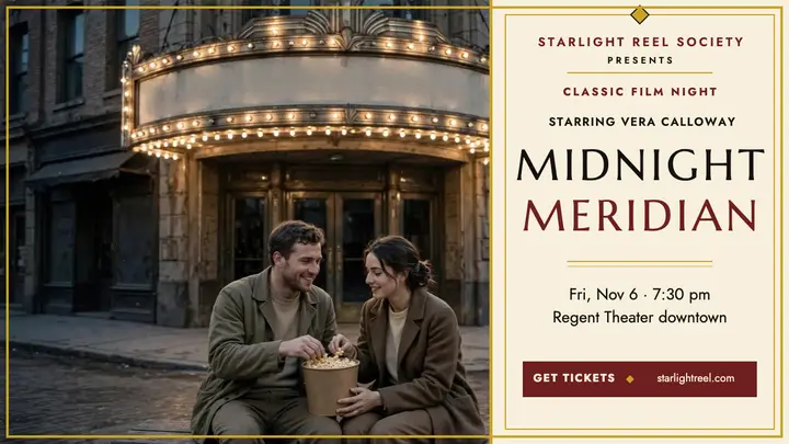 Midnight Meridian classic film night thumbnail template