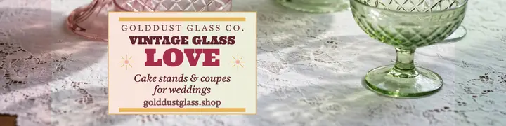 Golddust vintage wedding glass banner template