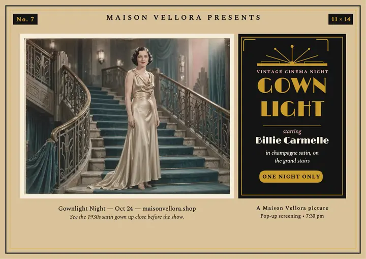 Gownlight vintage gown cinema lobby card template