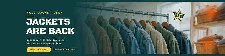 Flashback Rack fall jacket drop banner: vintage jacket etsy banner template