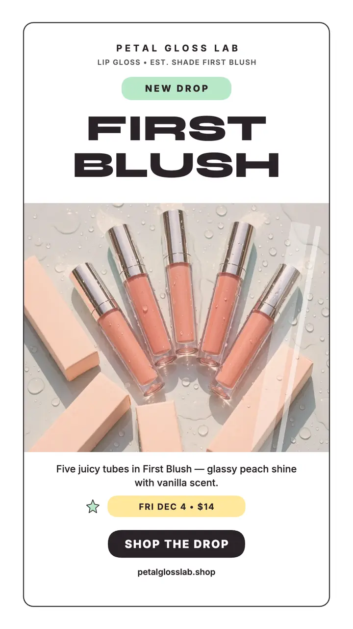 Petal Gloss Lab vinyl gloss story template
