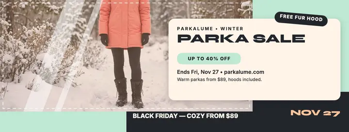 Parkalume parka sale vinyl cover: parka sale cover template