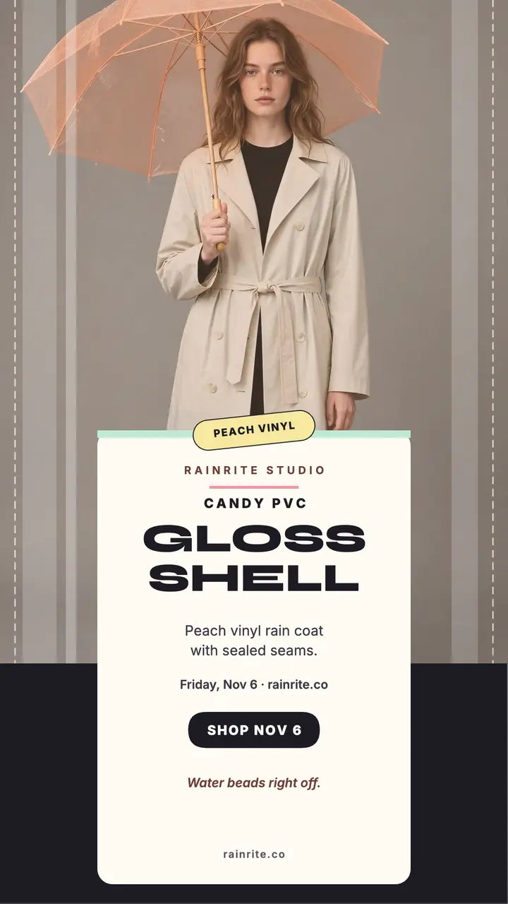 Rainrite Gloss Shell raincoat story template