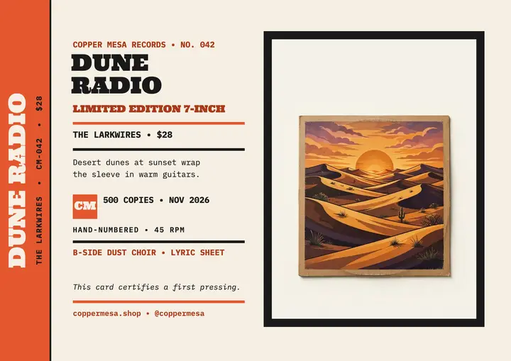 Dune Radio vinyl single obi card template