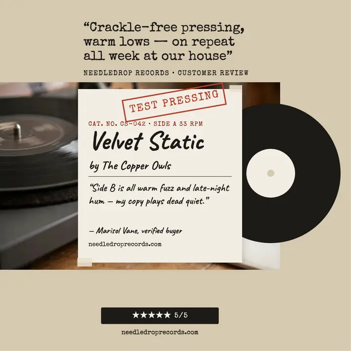 Needledrop test pressing review card template