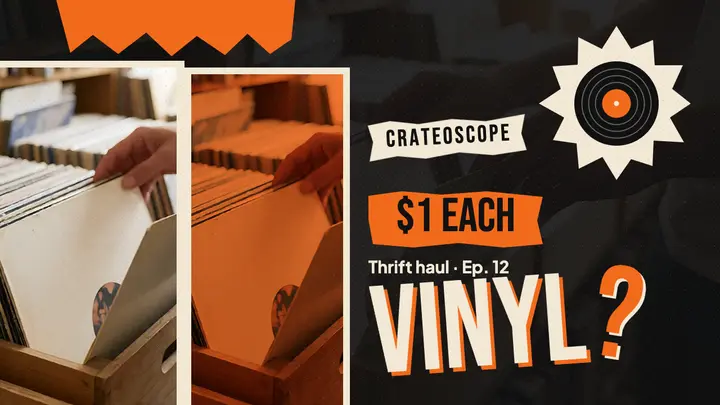 Crateoscope vinyl thrift haul thumbnail template