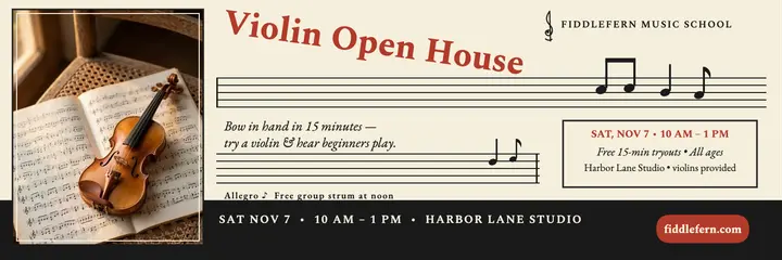 Fiddlefern violin open house header template