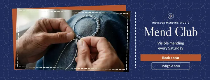 Mend Club visible mending workshop cover: mending workshop facebook cover template