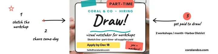 Coral and Co visual notetaker hiring banner template