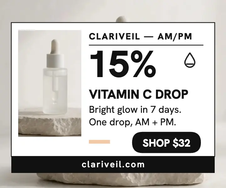 Clariveil 15 percent vitamin C medium ad: vitamin c serum ad template
