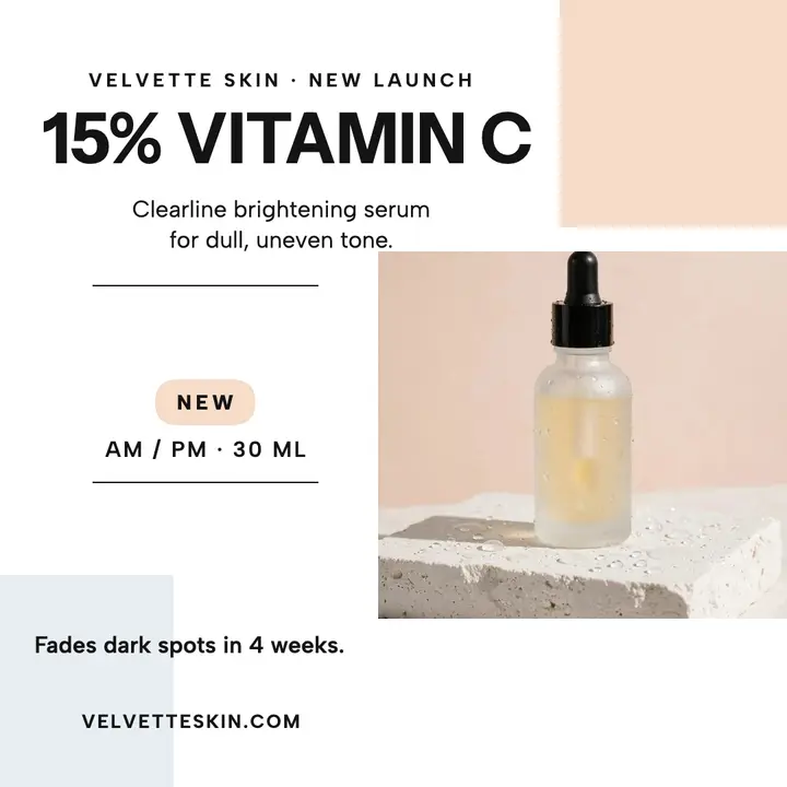 Clearline vitamin C serum launch post template