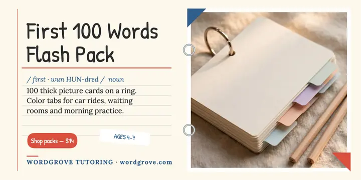 Wordgrove First 100 Words flash pack post template