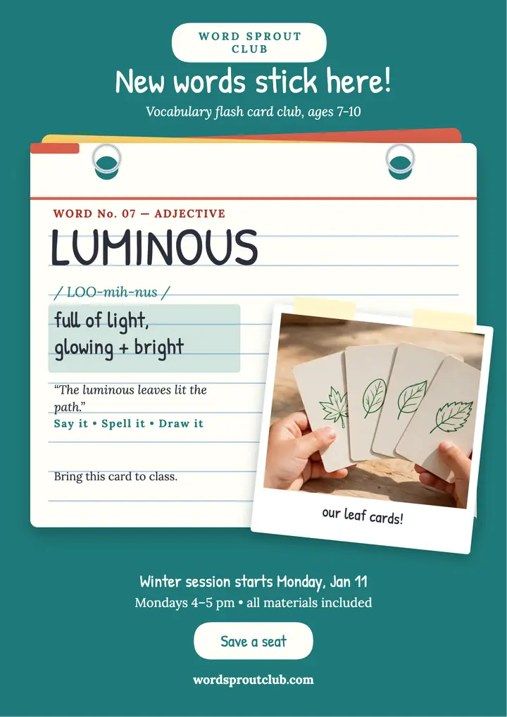 Word Sprout luminous flash card flyer template