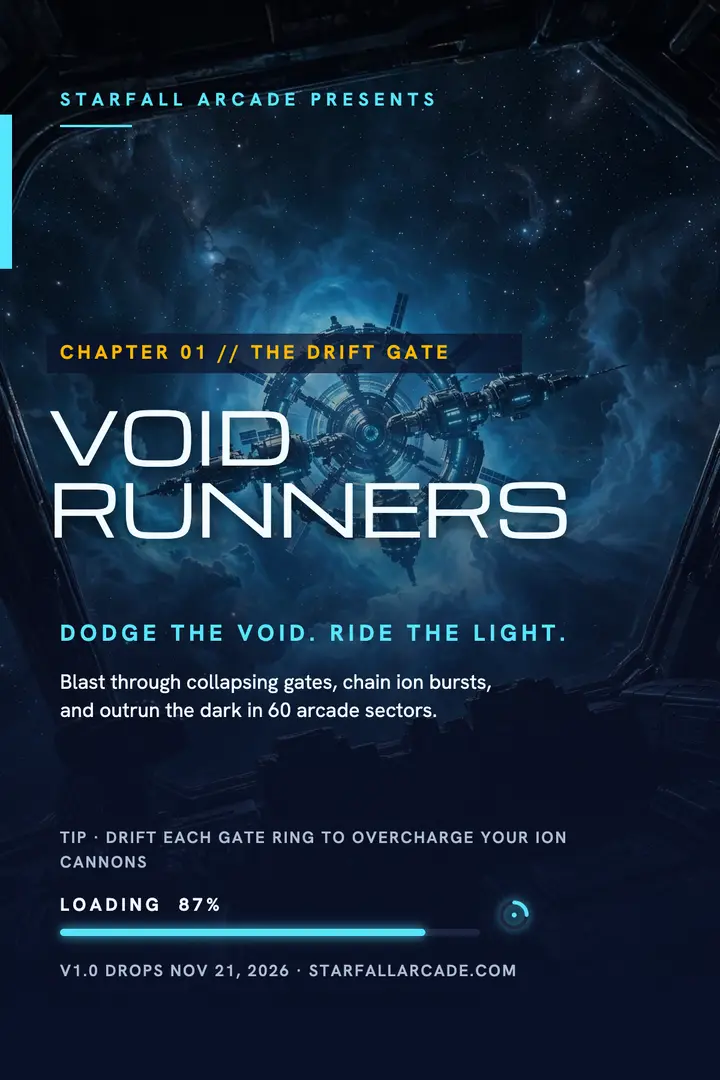 VOIDRUNNERS space shooter launch poster: game launch poster template