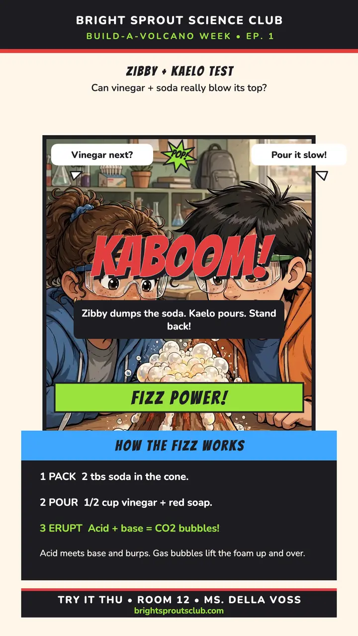 Bright Sprout volcano comic explainer template