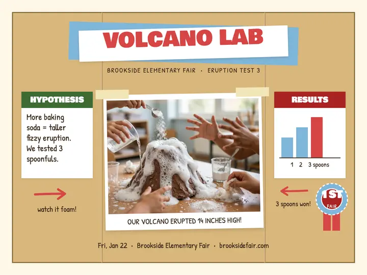 Brookside volcano fair school slide template
