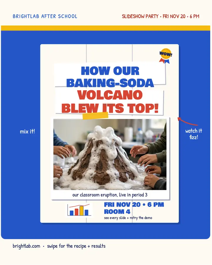 Brightlab volcano slideshow party night post template