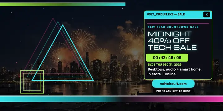 Volt Circuit New Year countdown sale post: new year tech sale post template