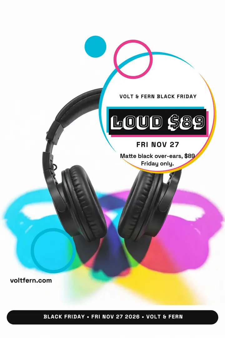 Volt and Fern Black Friday headphone sale poster template