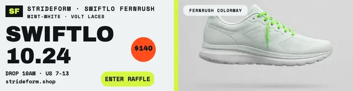 Strideform Swiftlo Fernrush drop billboard template