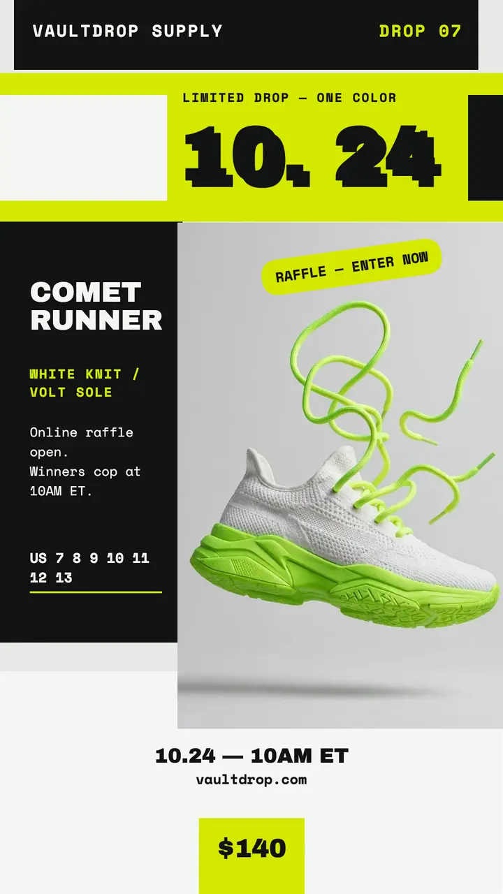 Vaultdrop Comet Runner drop story template