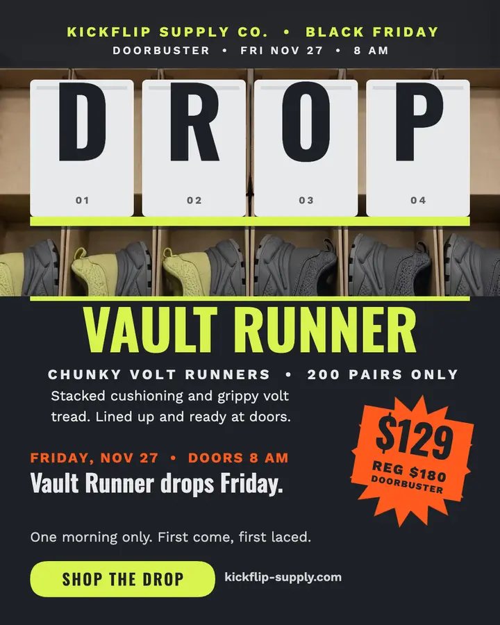 Vault Runner Black Friday shelf drop post: sneaker drop post template