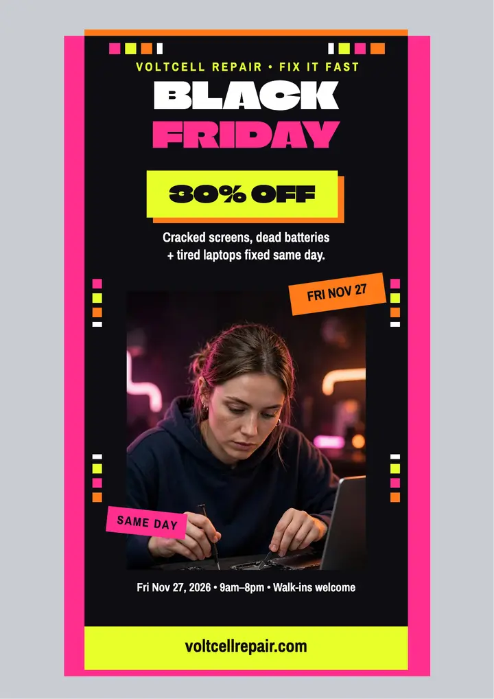 Voltcell Repair Black Friday flyer template