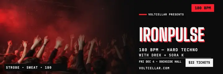 Voltcellar Ironpulse techno night header template