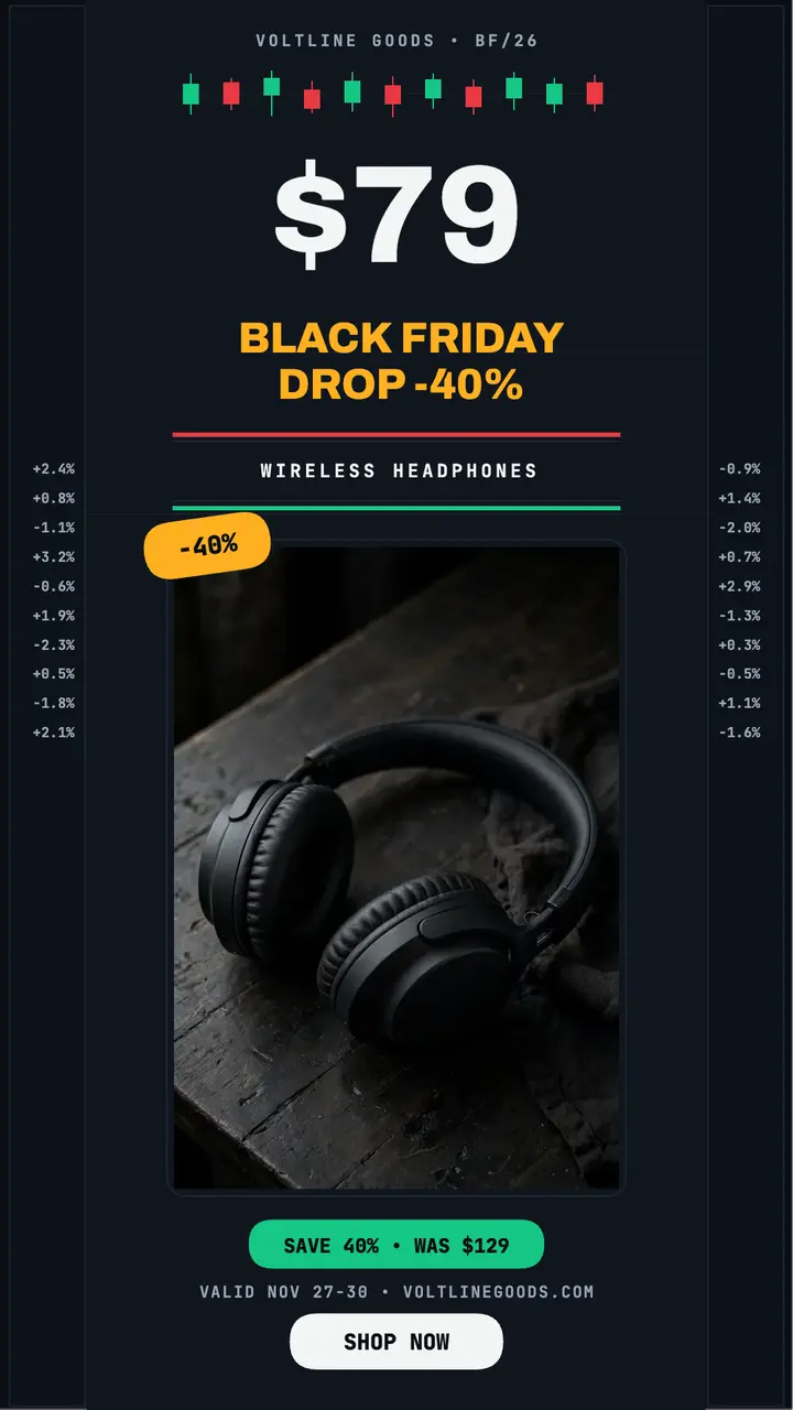Voltline Black Friday headphone ticker story template