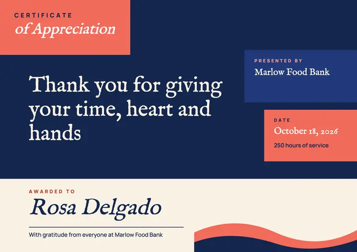 Volunteer appreciation certificate template