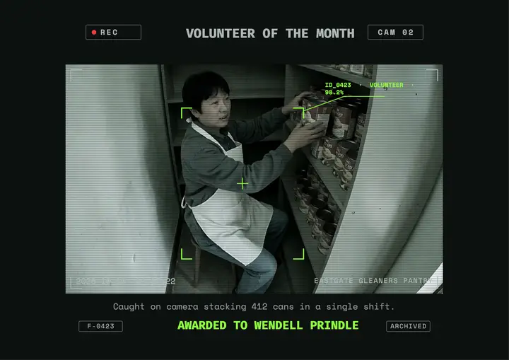 Volunteer of the month certificate, surveillance frame template
