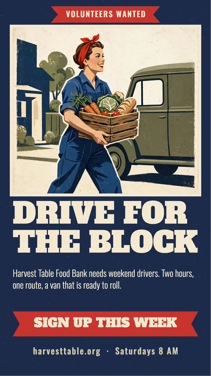 Harvest Table volunteer drivers story template