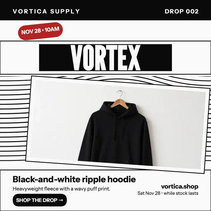 Vortica Supply Vortex hoodie drop template