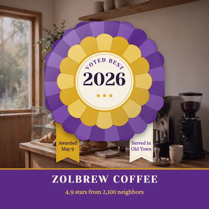 Zolbrew voted best coffee prize rosette post template