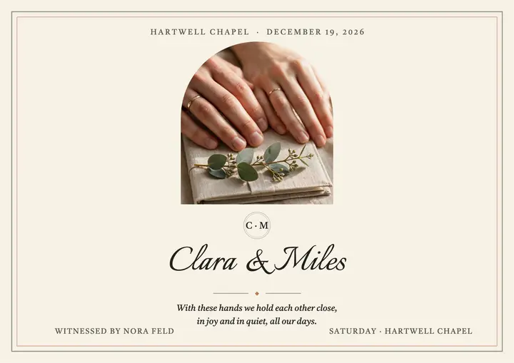 Clara and Miles vow keepsake template