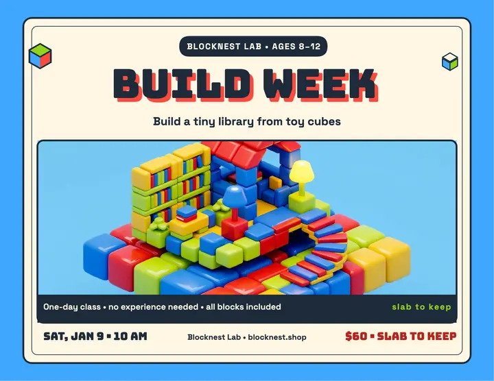 Blocknest Build Week voxel flyer template