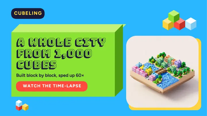 Cubeling city build time-lapse thumbnail template