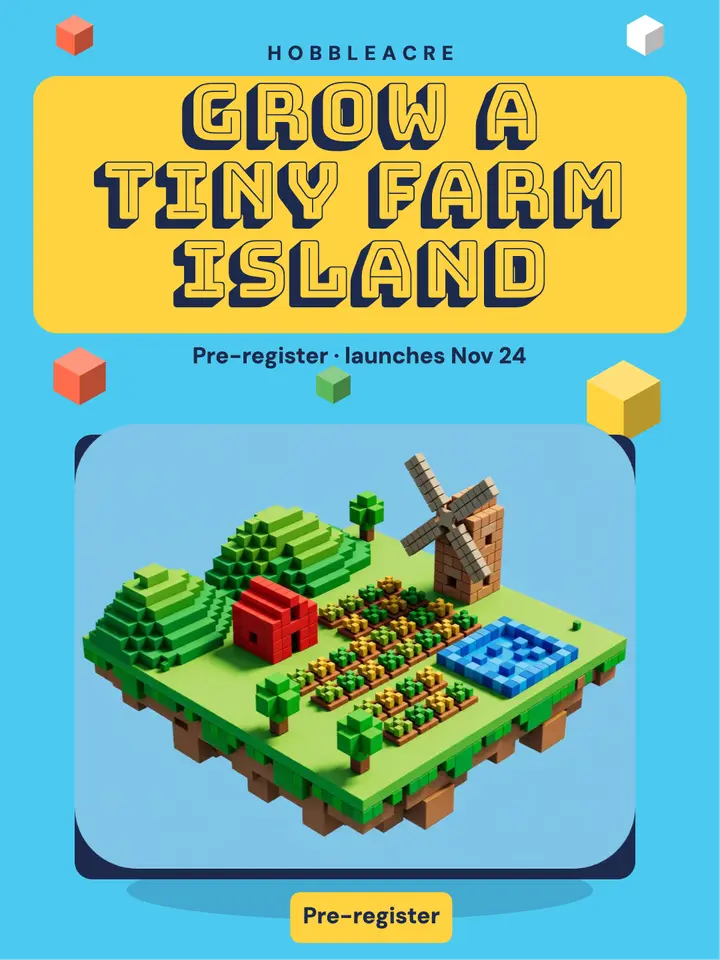 Hobbleacre farm game pre-register post, voxel blocks: game pre-registration post template