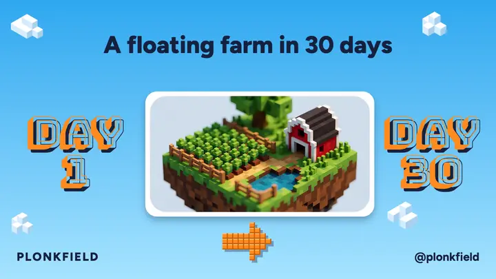 Plonkfield voxel farm speed-build thumbnail template